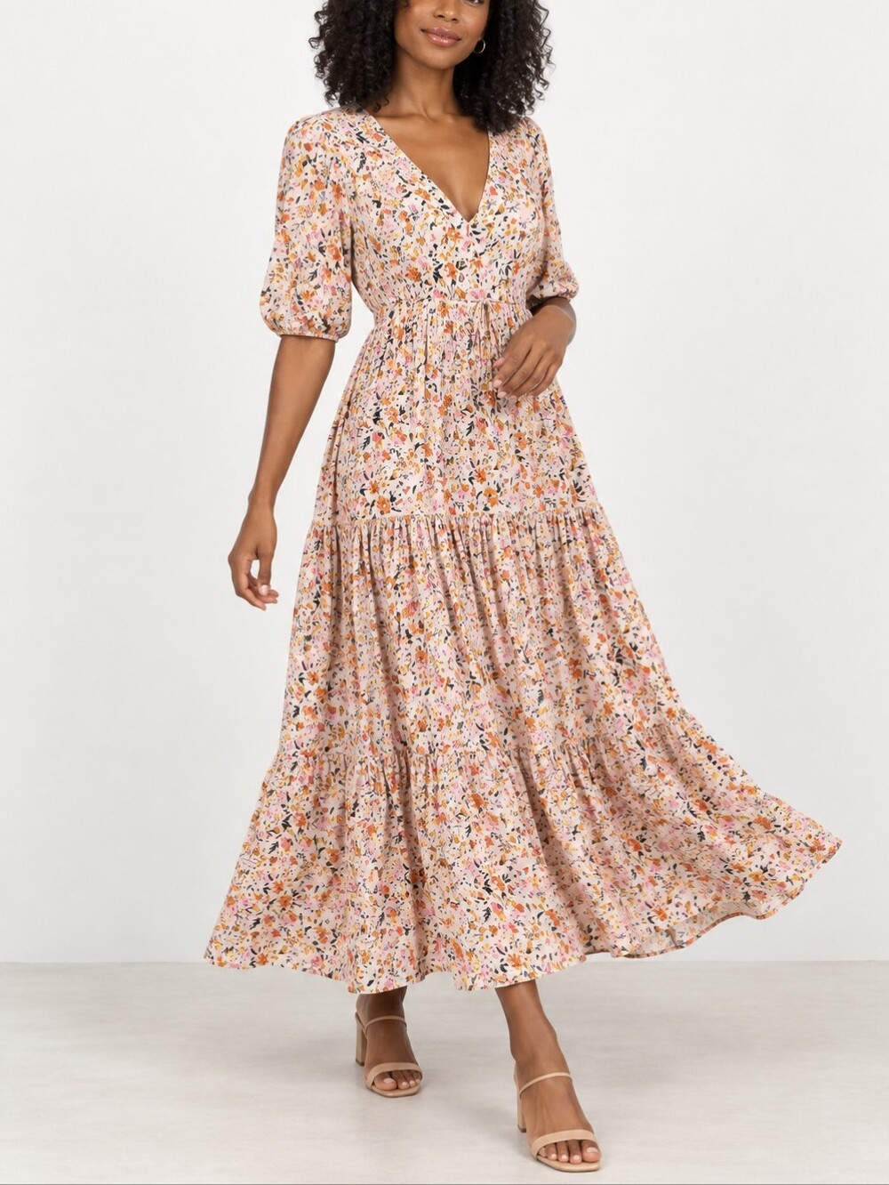 Petal & Pup Floral Prairie Cottagecore Maxi Dress Size Small